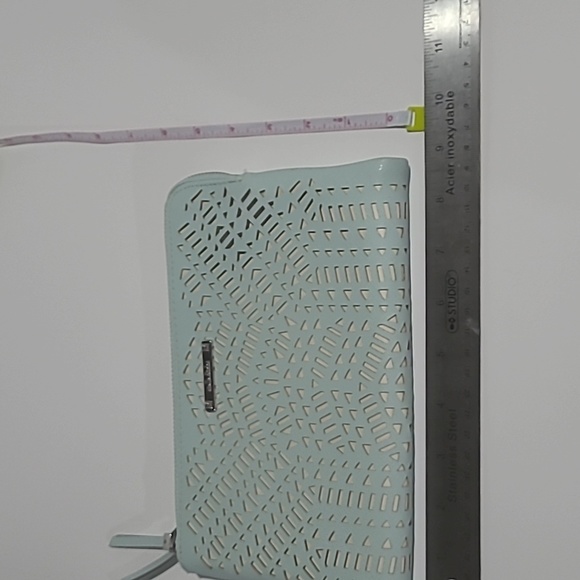 Stella & Dot Doule Clutch Eyelet Cutout Mint Green Purse/Wallet - Picture 6 of 6